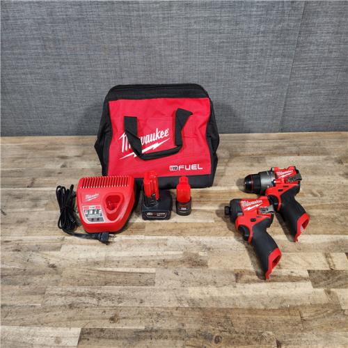HOUSTON LOCATION - AS-IS Milwaukee FUEL 12-Volt Lithium-Ion Brushless Cordless Hammer Drill and Impact Driver Combo Kit