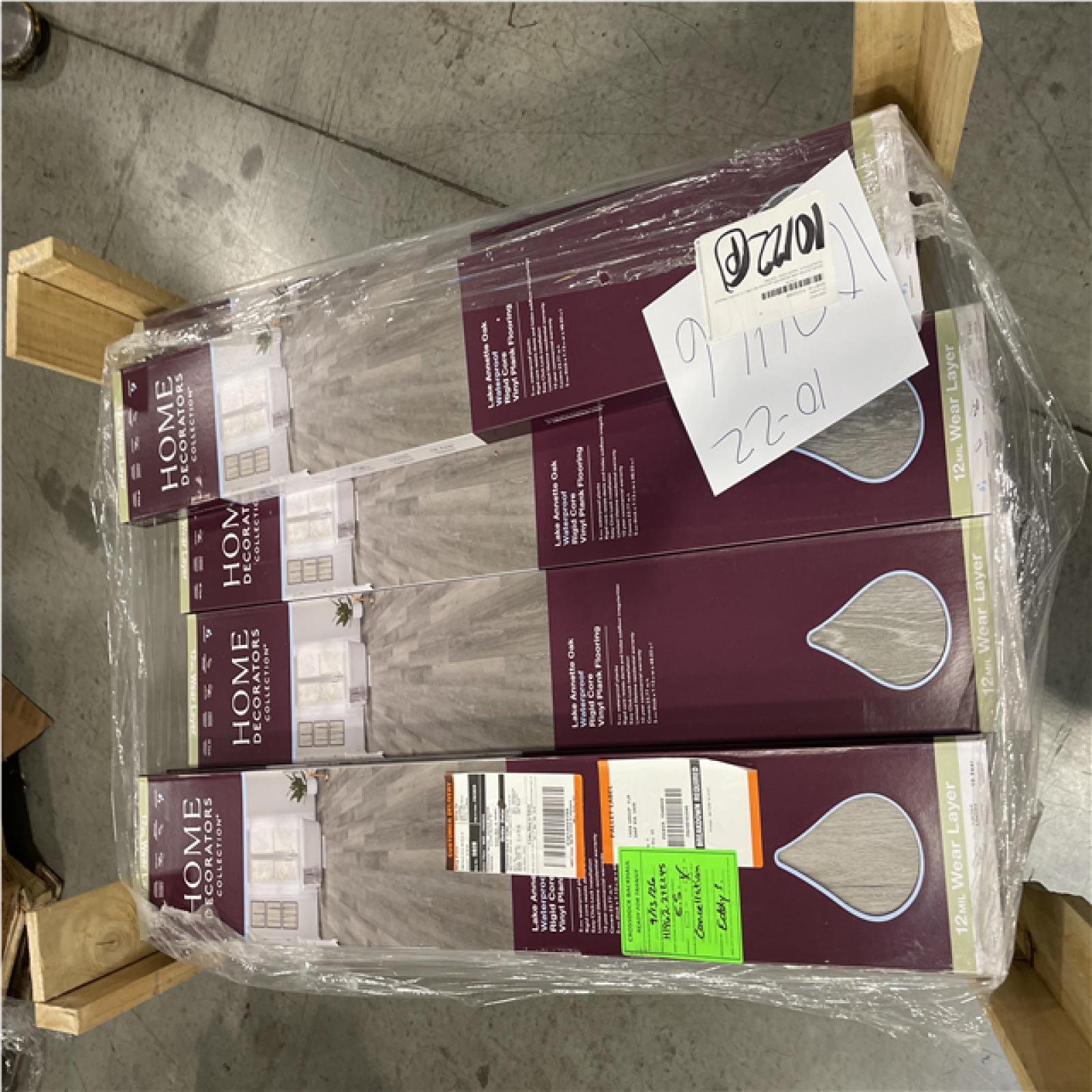 DALLAS LOCATION- HOME DECORATORS Lake Annette Oak 12 MIL x 7 in. W x 48 in. l Waterproof Flooring (23.8 sq. ft. / case)(36 CASES)