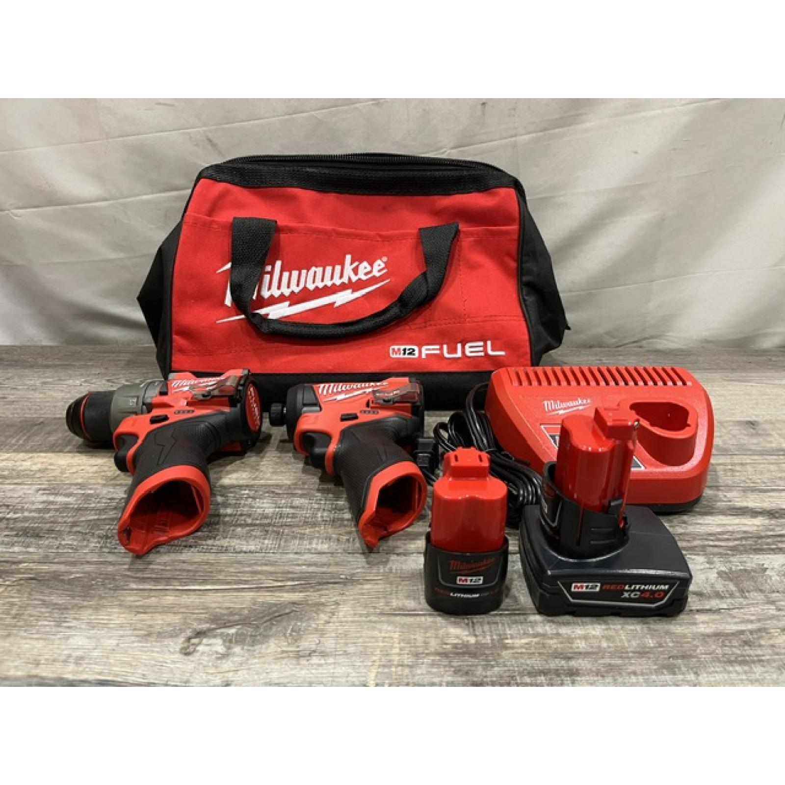AS-IS Milwaukee FUEL 12-Volt Lithium-Ion Brushless Cordless Hammer Drill and Impact Driver Combo Kit