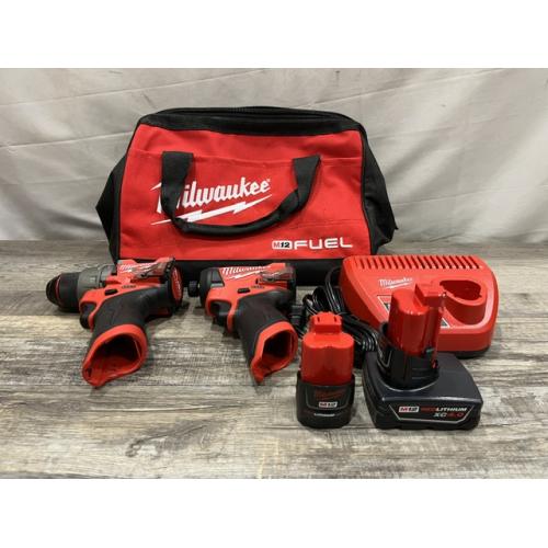 AS-IS Milwaukee FUEL 12-Volt Lithium-Ion Brushless Cordless Hammer Drill and Impact Driver Combo Kit
