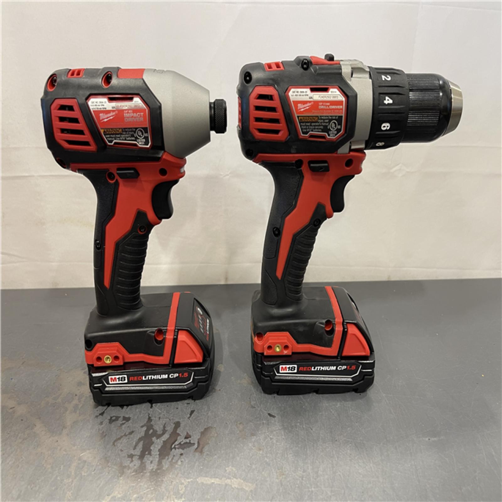 AS-IS - Milwaukee M18 18V Lithium-Ion Cordless Drill Driver/Impact Driver Combo Kit