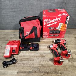 HOUSTON LOCATION - AS-IS Milwaukee M18 18V Lithium-Ion Brushless Cordless Compact Drill/Impact Combo Kit (2-Tool) W/(2) 2.0 Ah Batteries  Charger & Bag