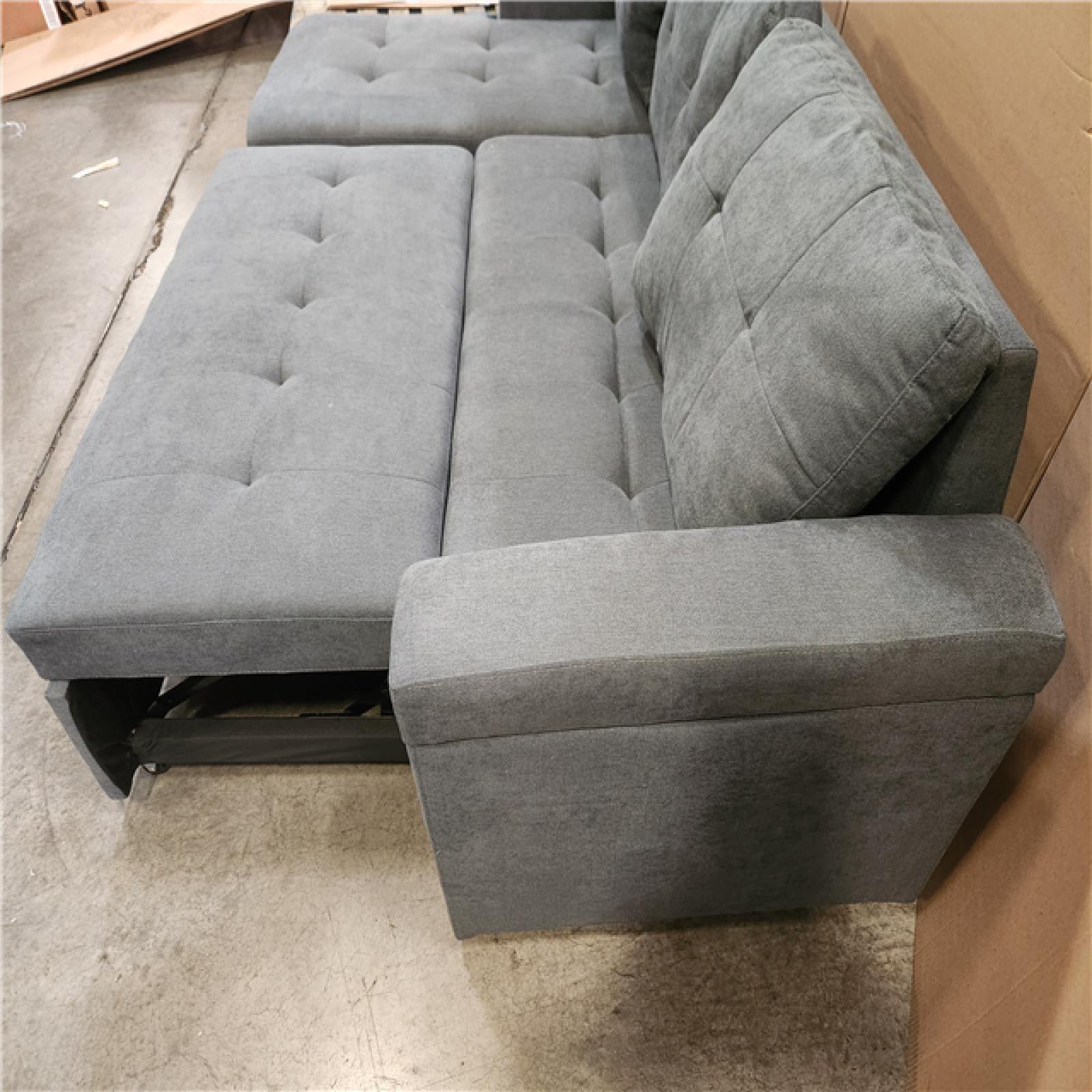 Phoenix NEW Straight Arm 2-Piece Chenille Modular Sectional Sofa L-Shaped Sofa in Grey