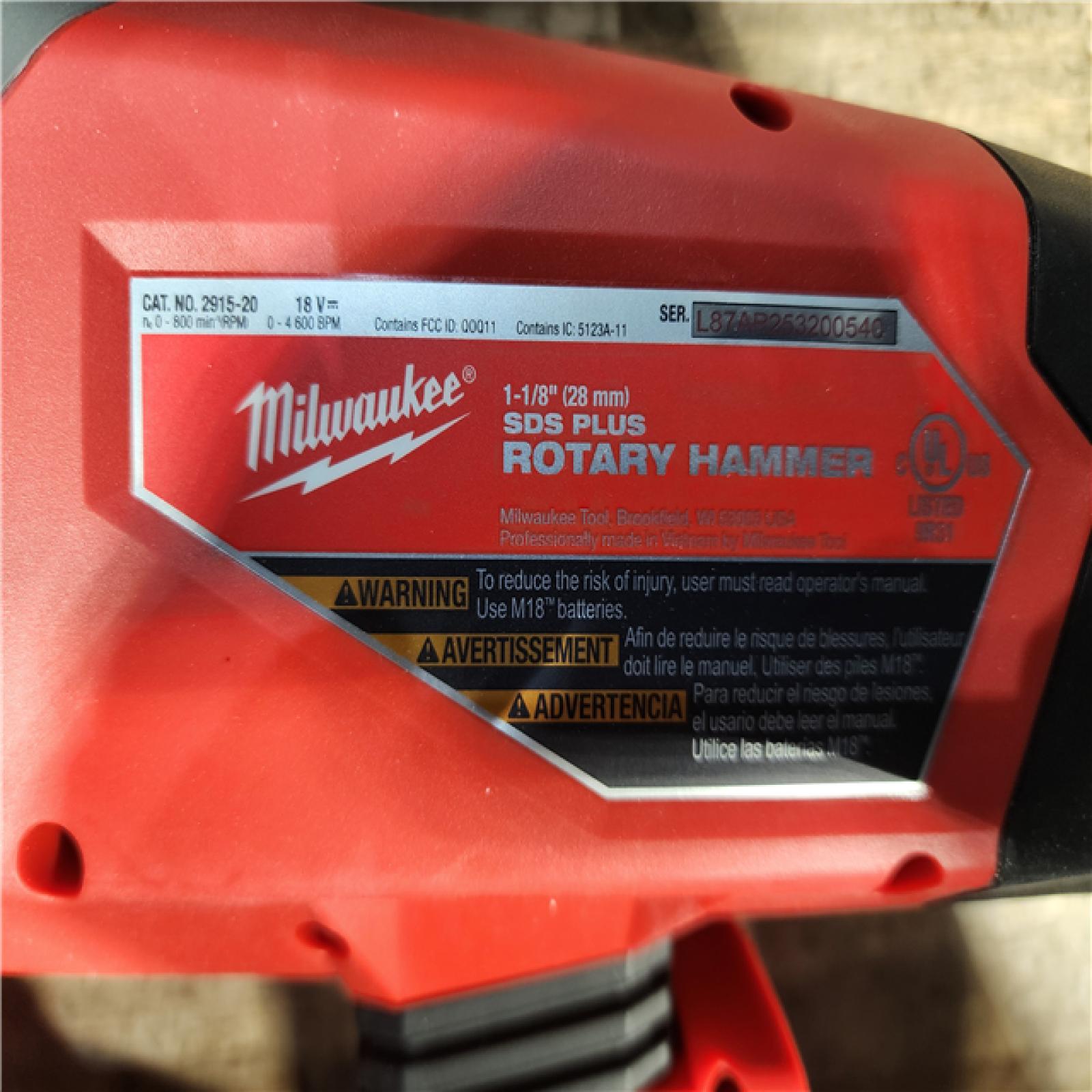 HOUSTON LOCATION - AS-IS Milwaukee M18 FUEL 18V Lithium-Ion Brushless Cordless SDS-Plus 1-1/8 in. Rotary Hammer Drill (Tool-Only)