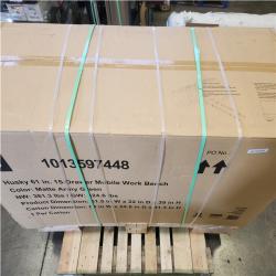 Phoenix NEW Husky Heavy Duty 61 in. W x 22 in. D 15-Drawer Matte Army Green Mobile Workbench Cabinet with Solid Wood Top