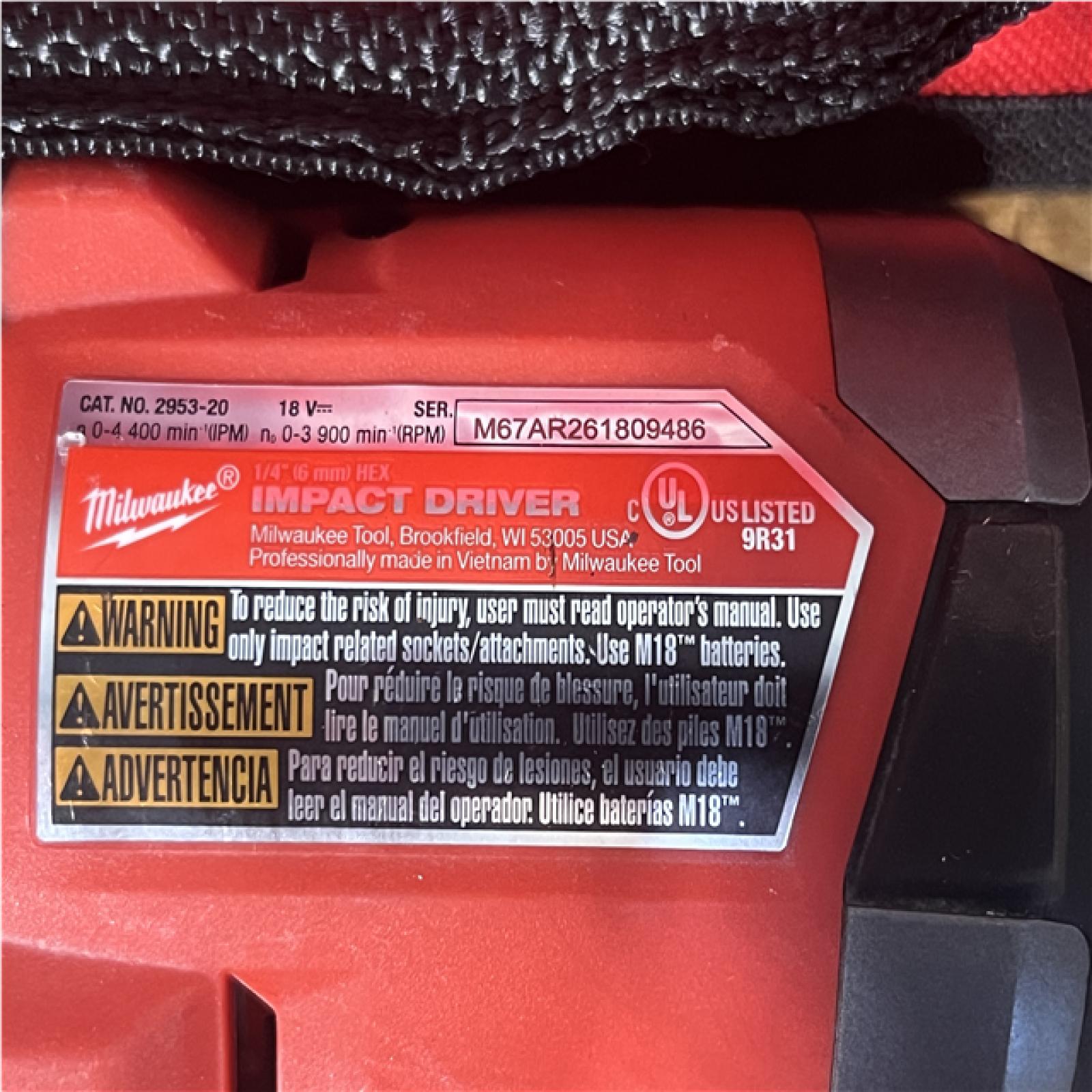 Houston Location AS-IS  Milwaukee FUEL 18V Lithium-Ion Brushless Cordless 1/4 in. Hex Impact Driver (Tool-Only)