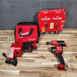 HOUSTON LOCATION - AS-IS (APPEARS LIKE NEW) Milwaukee FUEL 18V Cordless Mid Torque 1/2 in. Impact Wrench w/ M12 FUEL 3/8 in. Ratchet & Battery/Charger Combo Kit