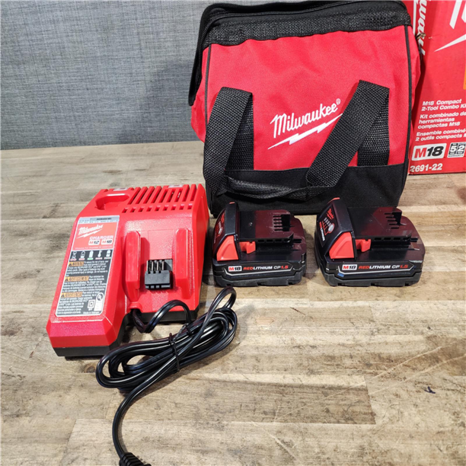 HOUSTON LOCATION - AS-IS Milwaukee M18 Brushed Cordless (2-Tool) Drill/Driver and Impact Driver Kit