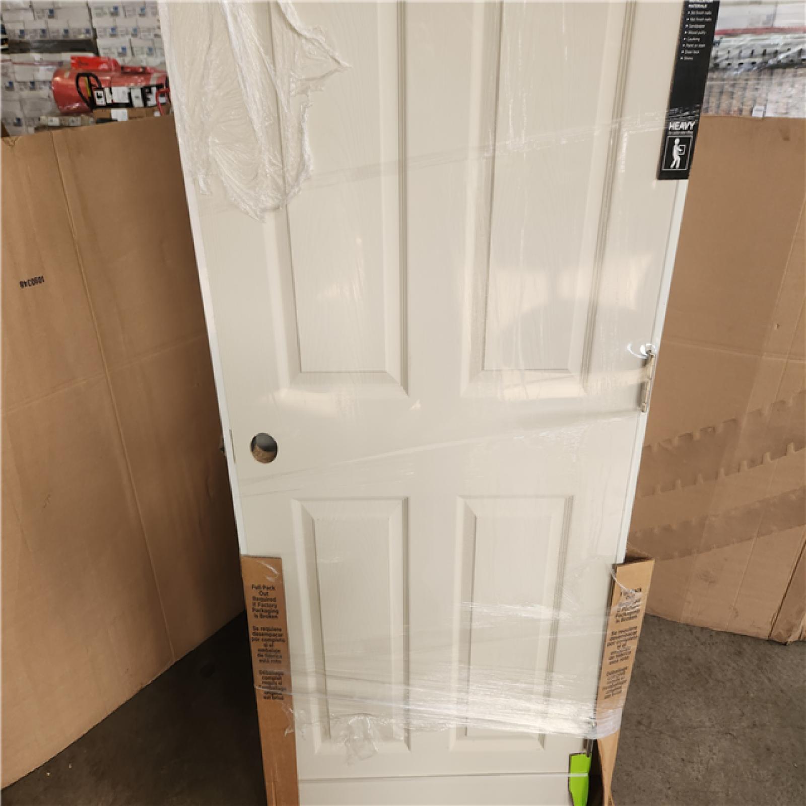 Phoenix NEW Masonite 32 in. x 80 in. 6 Panel Left-Handed Primed Composite Solid Core Single Prehung Interior Door 4-9/16 in. Flat Jamb Pallet (6-Doors)