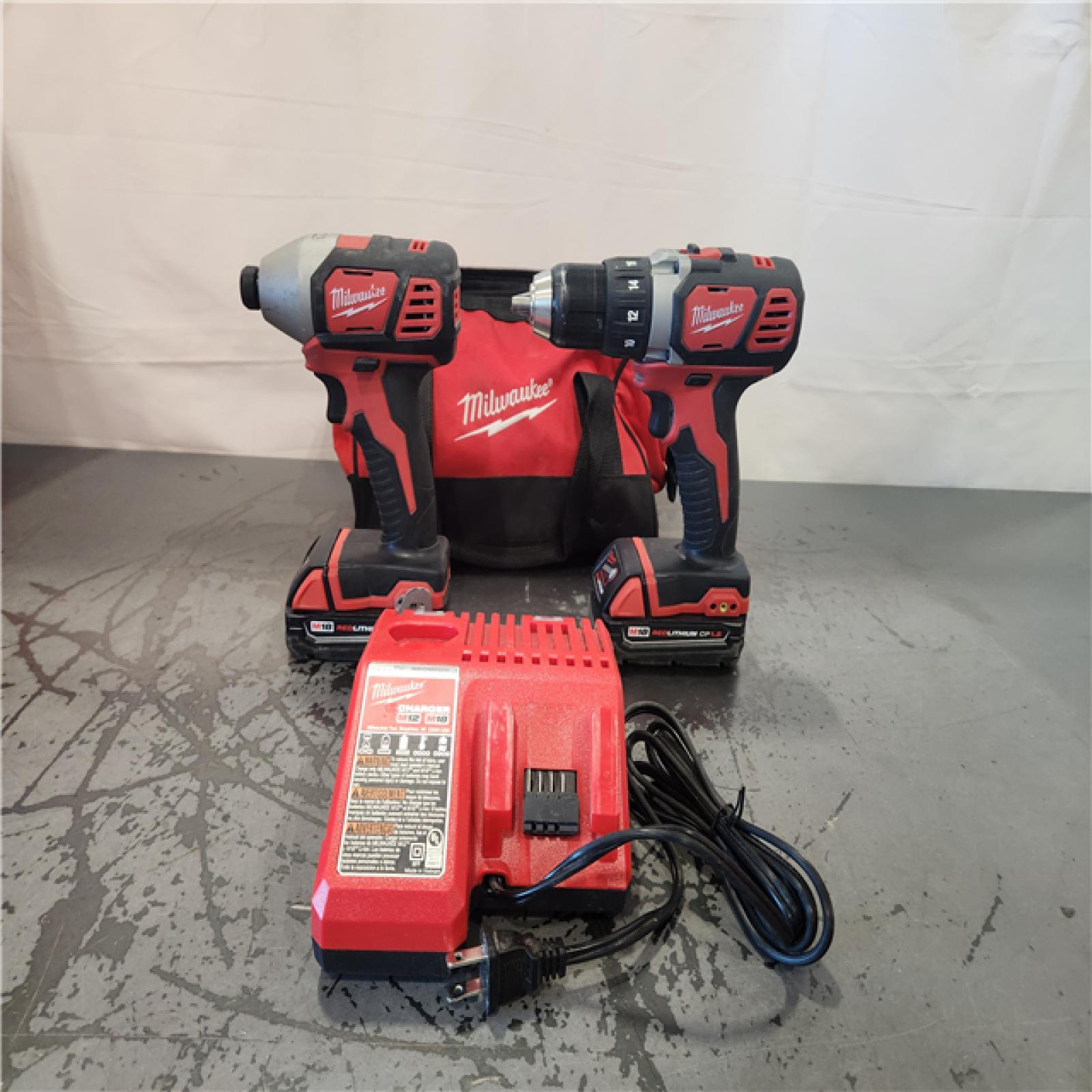 AS-IS- Milwaukee 18V Lithium-Ion Cordless Drill Driver/Impact Driver Combo Kit