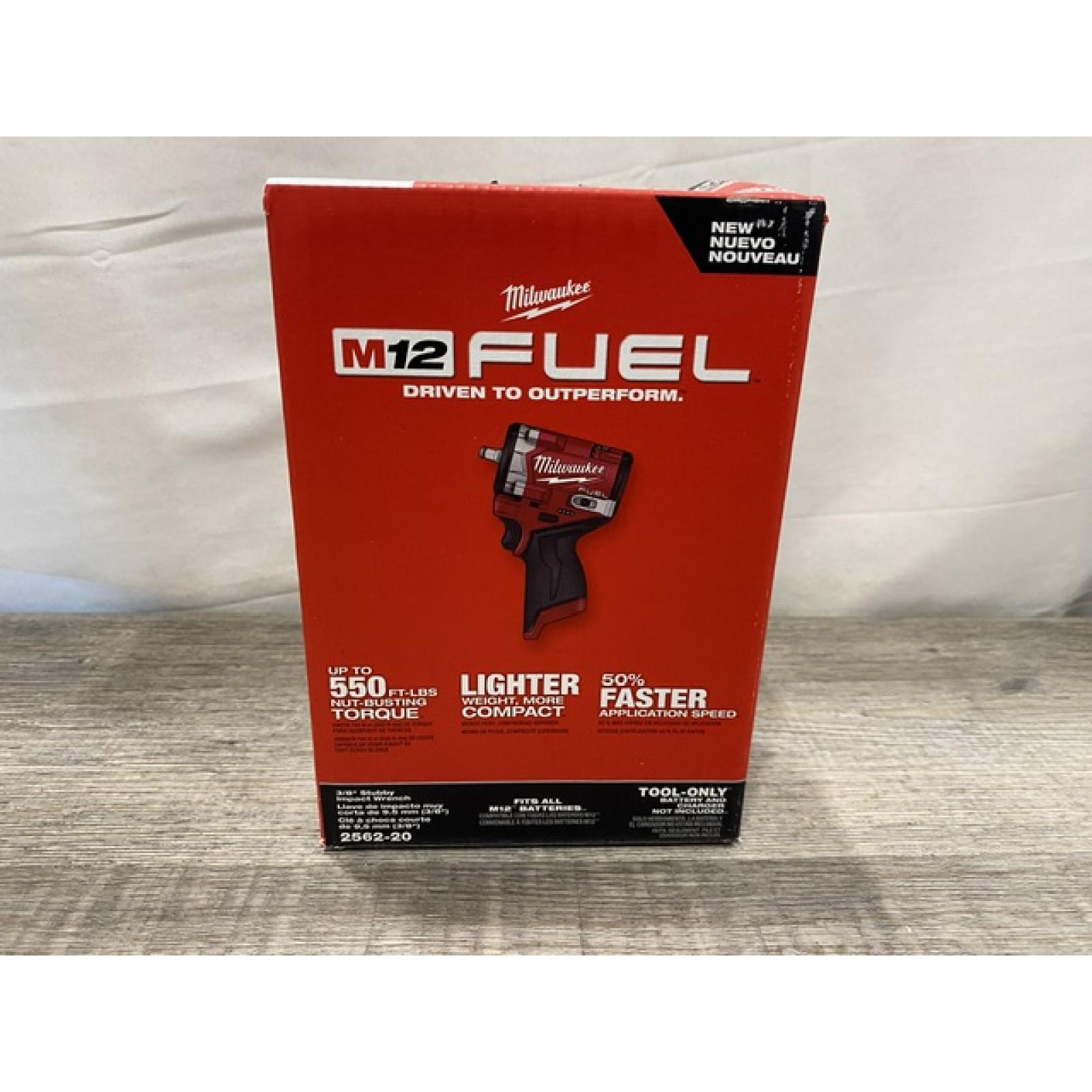 NEW - Milwaukee FUEL 12V Lithium-Ion Brushless Cordless Stubby 3/8 in. Impact Wrench (Tool-Only)