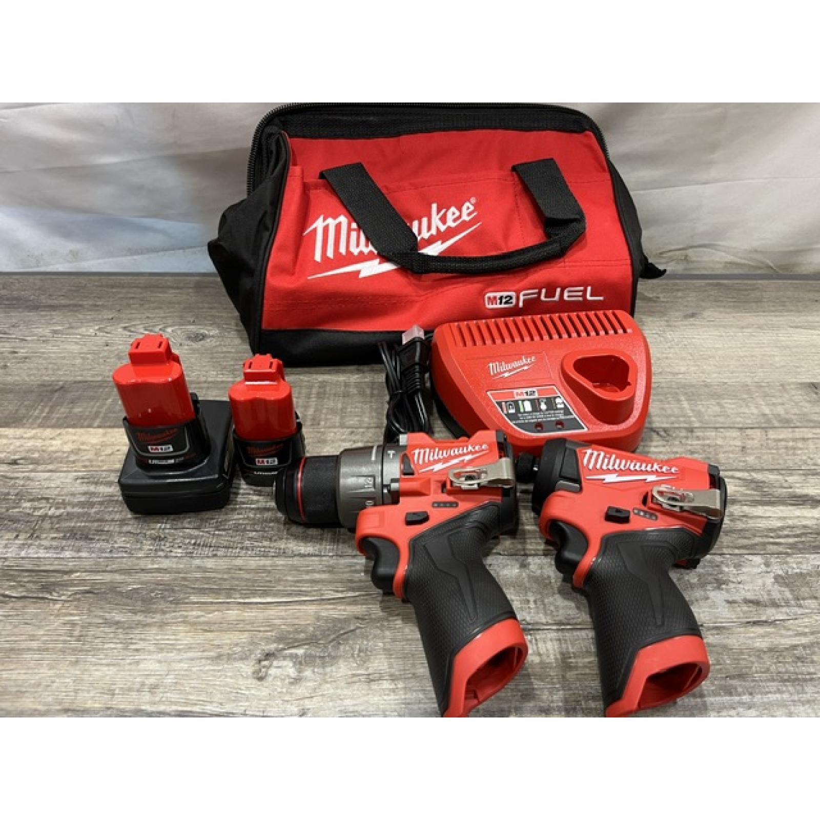 AS-IS Milwaukee FUEL 12-Volt Lithium-Ion Brushless Cordless Hammer Drill and Impact Driver Combo Kit