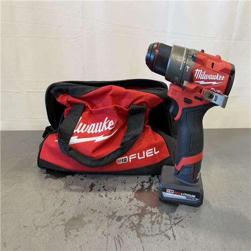 AS-IS - Milwaukee M12 FUEL 12-Volt Lithium-Ion Brushless Cordless 1/2 in. Hammer Drill with High Output 5Ah Battery