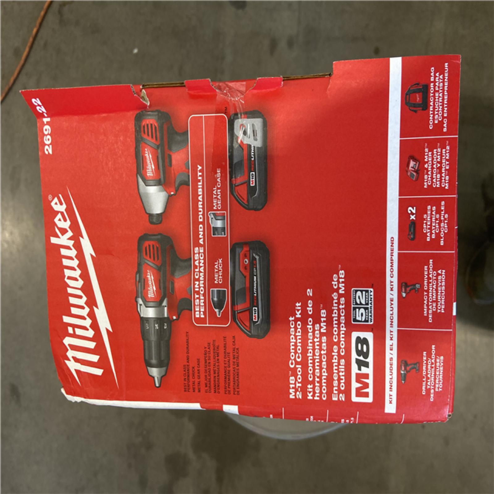 NEW! - Milwaukee M18 18V Lithium-Ion Cordless Drill Driver/Impact Driver Combo Kit (2-Tool) W/ Two 1.5Ah Batteries  Charger Tool Bag