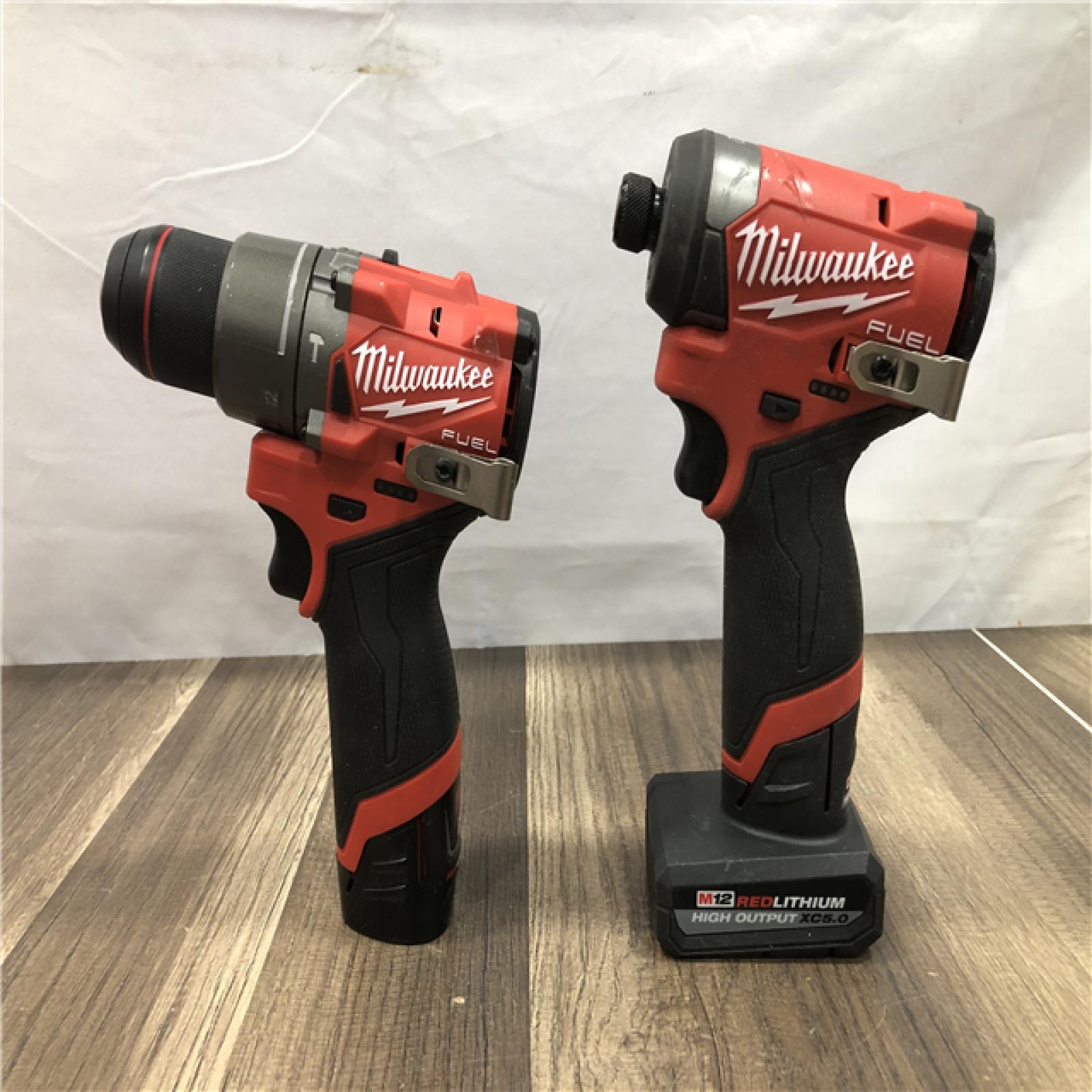 AS-IS Milwaukee FUEL 12-Volt Lithium-Ion Brushless Cordless Hammer Drill and Impact Driver Combo Kit