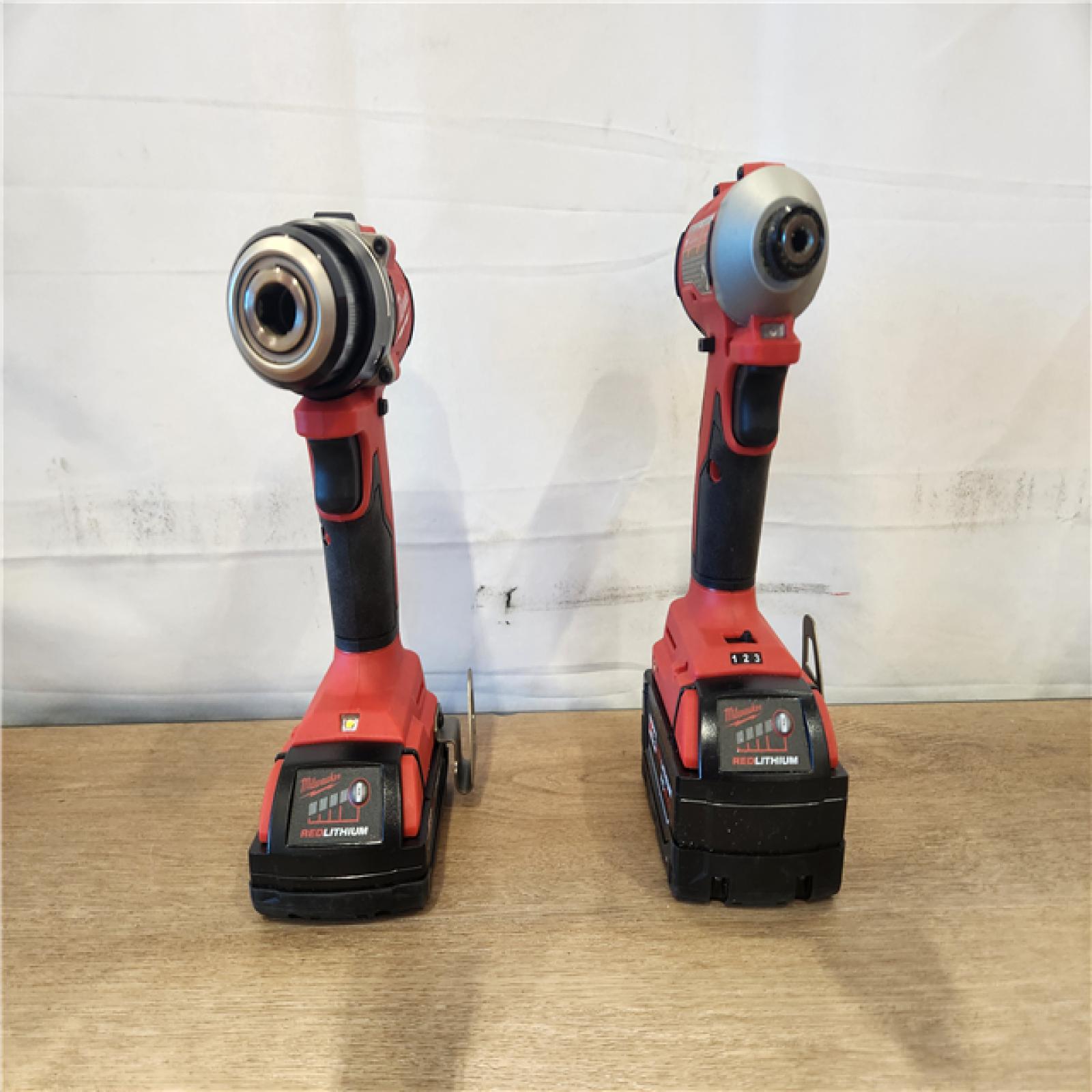 AS-IS- M18 18-Volt Lithium-Ion Brushless Cordless Compact Hammer Drill/Impact Combo Kit (2-Tool) with (2) Batteries  Bag