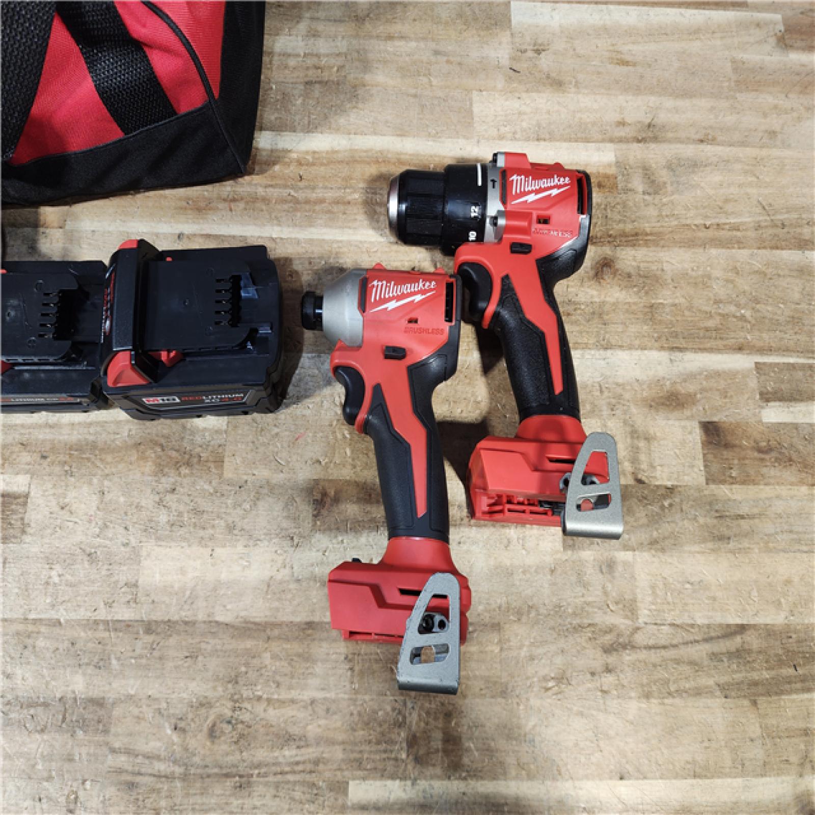 HOUSTON LOCATION - AS - IS Milwaukee 18-Volt Lithium-Ion Brushless Cordless Compact Hammer Drill/Impact Combo Kit