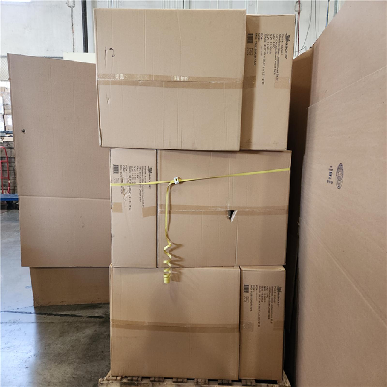 Phoenix Location NEW Seasons Stainless Steel Undermount 31 18G Double Bowl Offset Sink Pallet (12 Total) SEALED