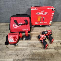 HOUSTON LOCATION - AS-IS Milwaukee M12 FUEL Cordless 2-Tool Combo Kit: 1/2Hammer Drill  1/4Hex Impact Driver 3497-22