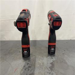 AS-IS-  Milwaukee M12 12V Lithium-Ion Cordless Drill Driver/Impact Driver Combo Kit with Two 1.5Ah Batteries  Charger and Bag (2-Tool)