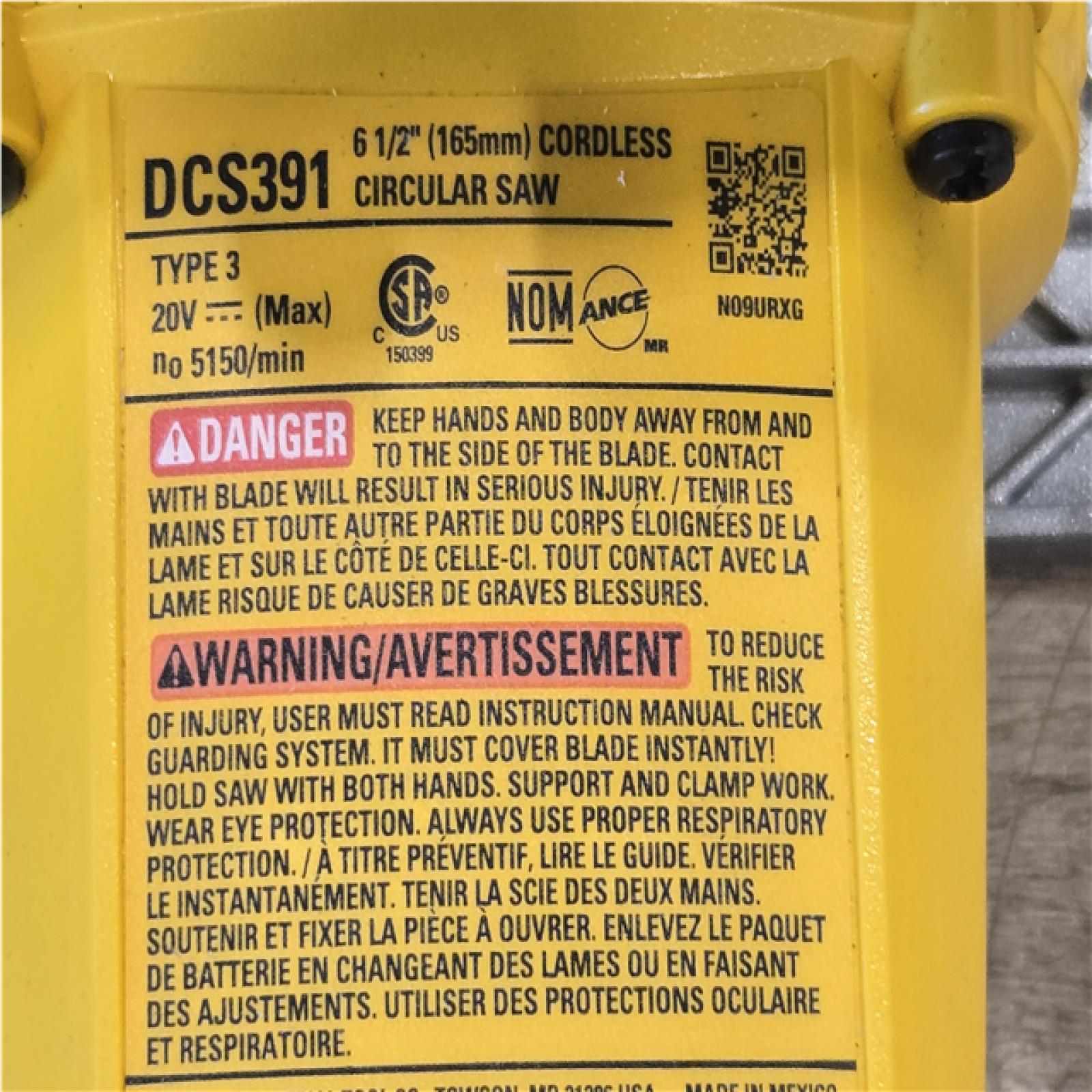 AS-IS DEWALT 6-1/2'' 165MM CIRCULAR SAW (Tool-Only)