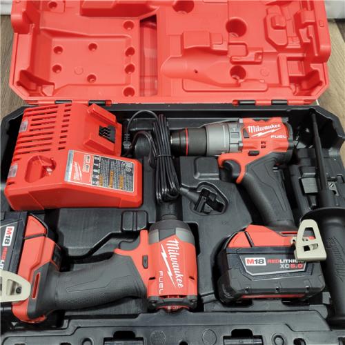 AS-IS MILWAUKEE M18 FUEL 18V Lithium-Ion Brushless Cordless Hammer Drill and Impact Driver Combo Kit (2-Tool) with 2 Batteries