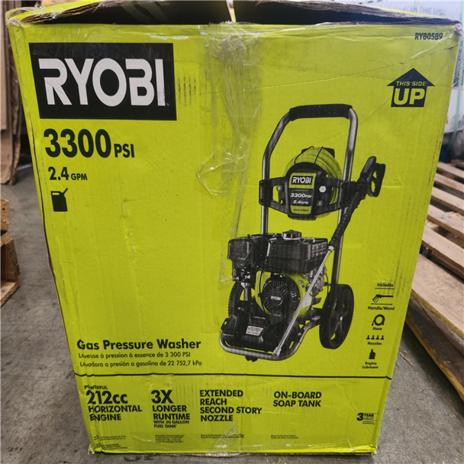 Phoenix AS-IS RYOBI 3300 PSI 2.4 GPM Cold Water Gas Pressure Washer with 212cc Engine