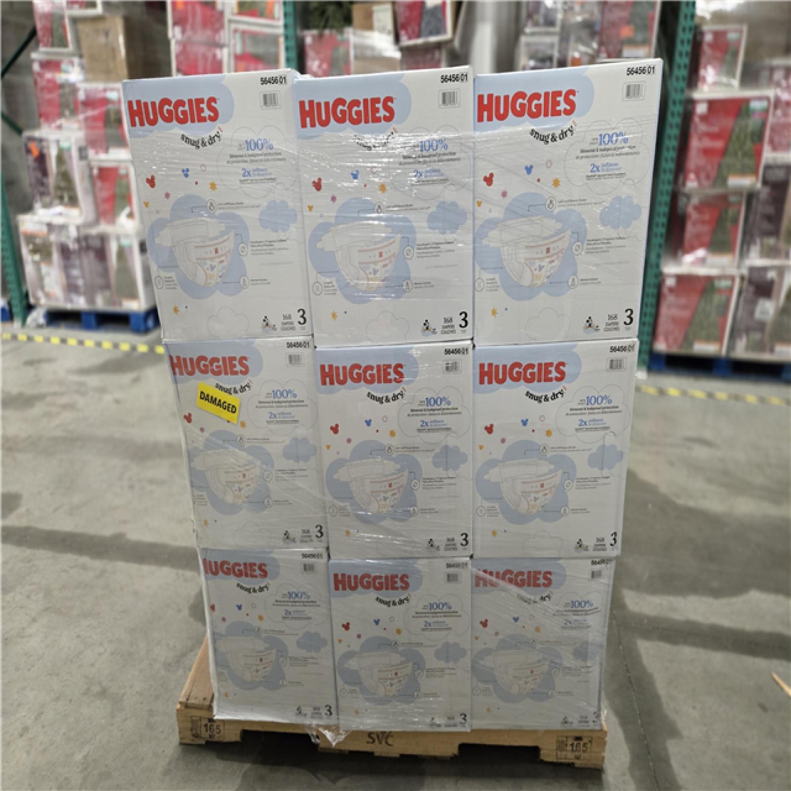 DALLAS LOCATION- NEW!- Huggies 168-Pack Size 3 Snug and Dry Diaper PALLET (36 UNITS)