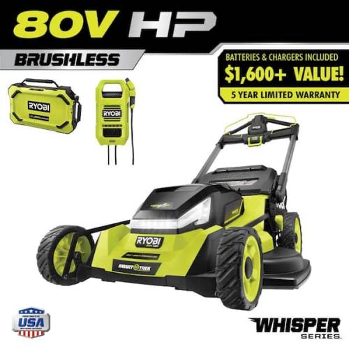 Phoenix NEW RYOBI 80V HP Brushless Battery Cordless Electric 30 in. Multi-Blade Lawn Mower with Battery and Charger