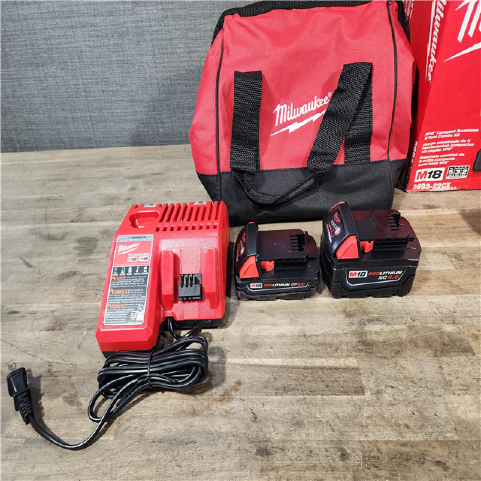 HOUSTON LOCATION - AS-IS M18 18-Volt Lithium-Ion Brushless Cordless Compact Hammer Drill/Impact Combo Kit (2-Tool) with (2) Batteries  Bag