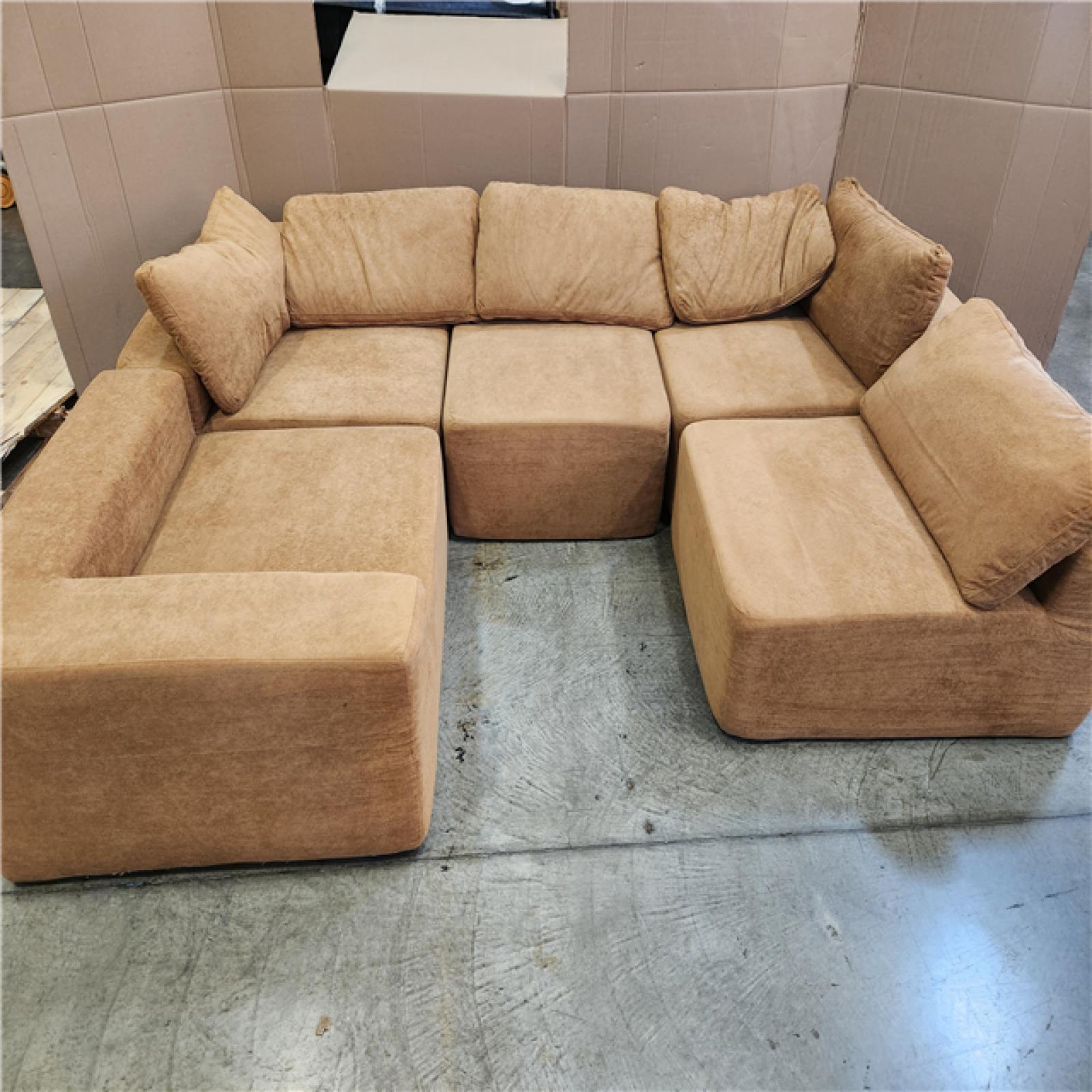 Phoenix AS-IS Brown 5 Piece Modular Armless Sectional Sofa