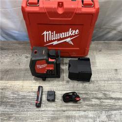 AS-IS Milwaukee Green 100 ft. Cross Line and Plumb Points Rechargeable Laser Level with REDLITHIUM Lithium-Ion