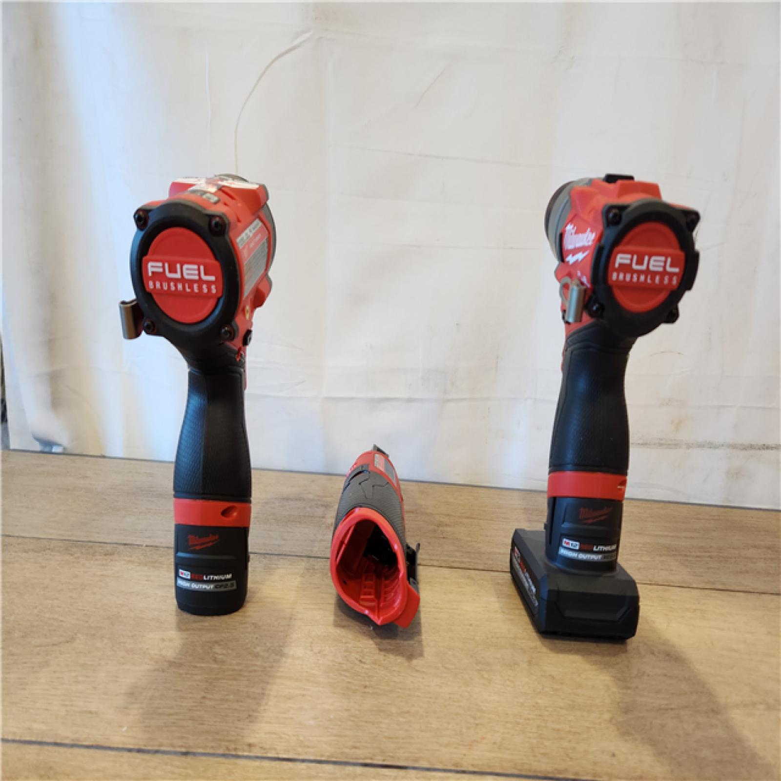 AS-IS- M12 FUEL 12V Lithium-Ion Cordless Drill Driver  Impact Wrench  and Ratchet Combo Kit (3-Tool) W/Batteries  Charger & Bag