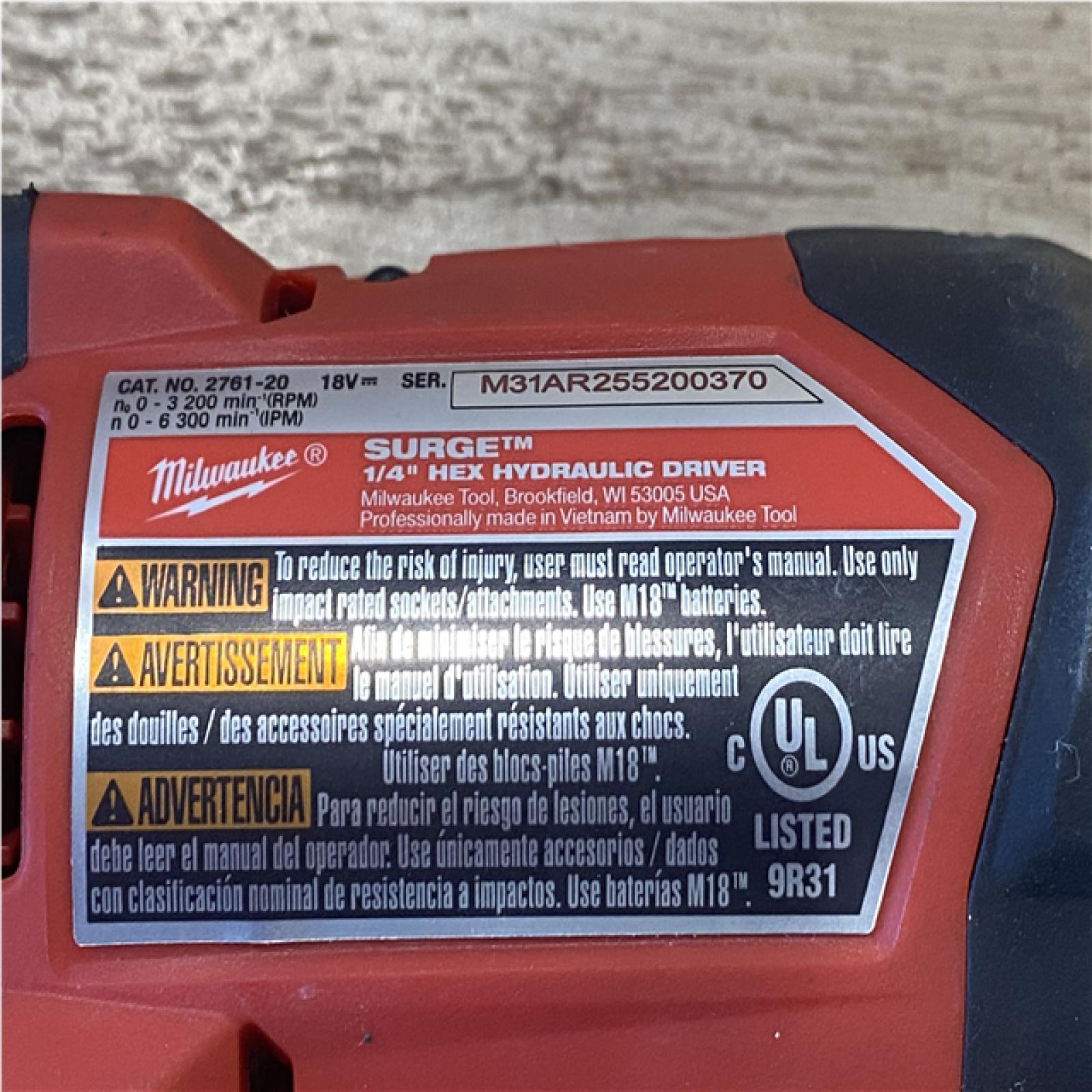 AS-IS  Milwaukee FUEL SURGE 18V Lithium-Ion Brushless Cordless 1/4 in. Hex Impact Driver (Tool-Only)