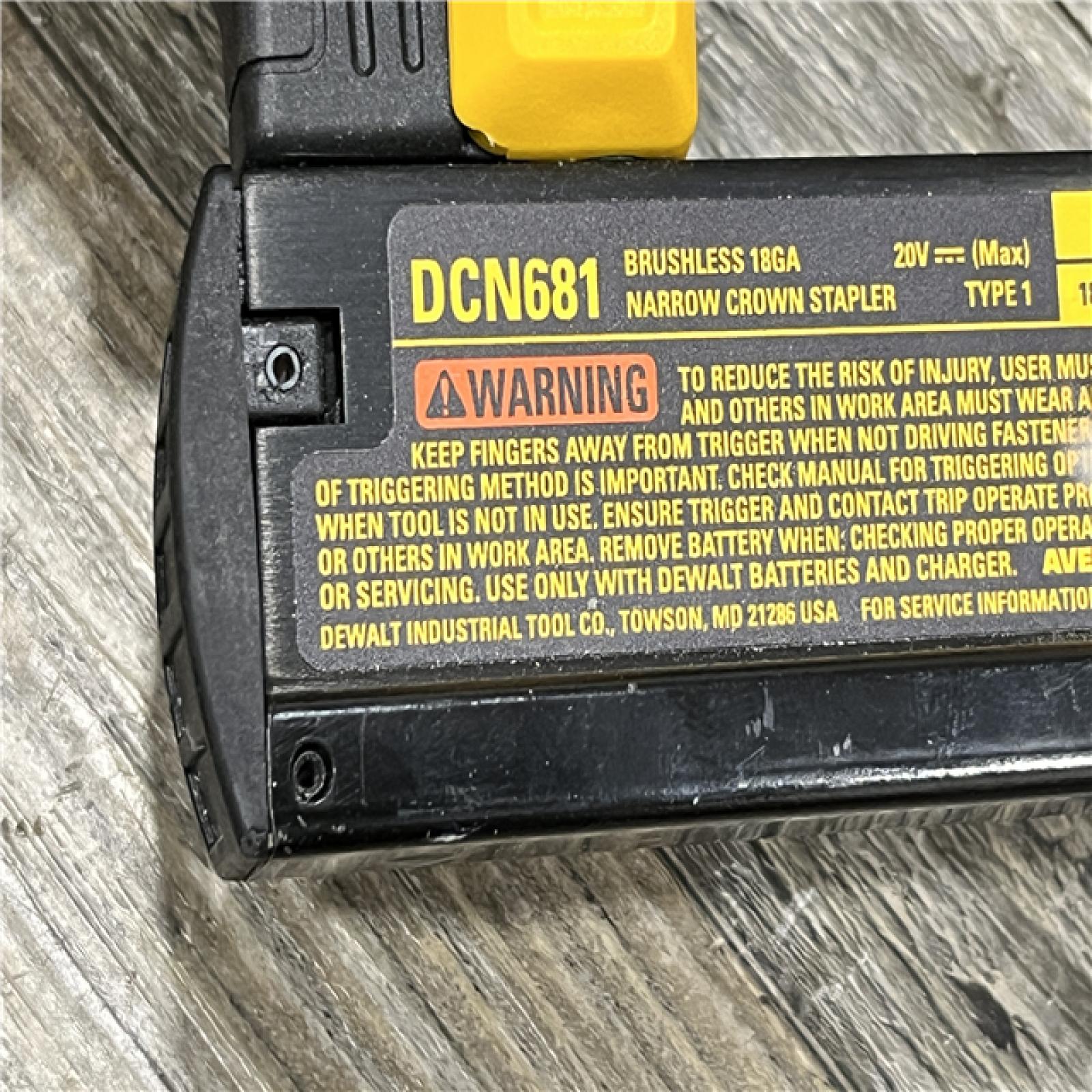AS-IS DEWALT 20V MAX XR Lithium-Ion Cordless 18-Gauge Narrow Crown Stapler Kit