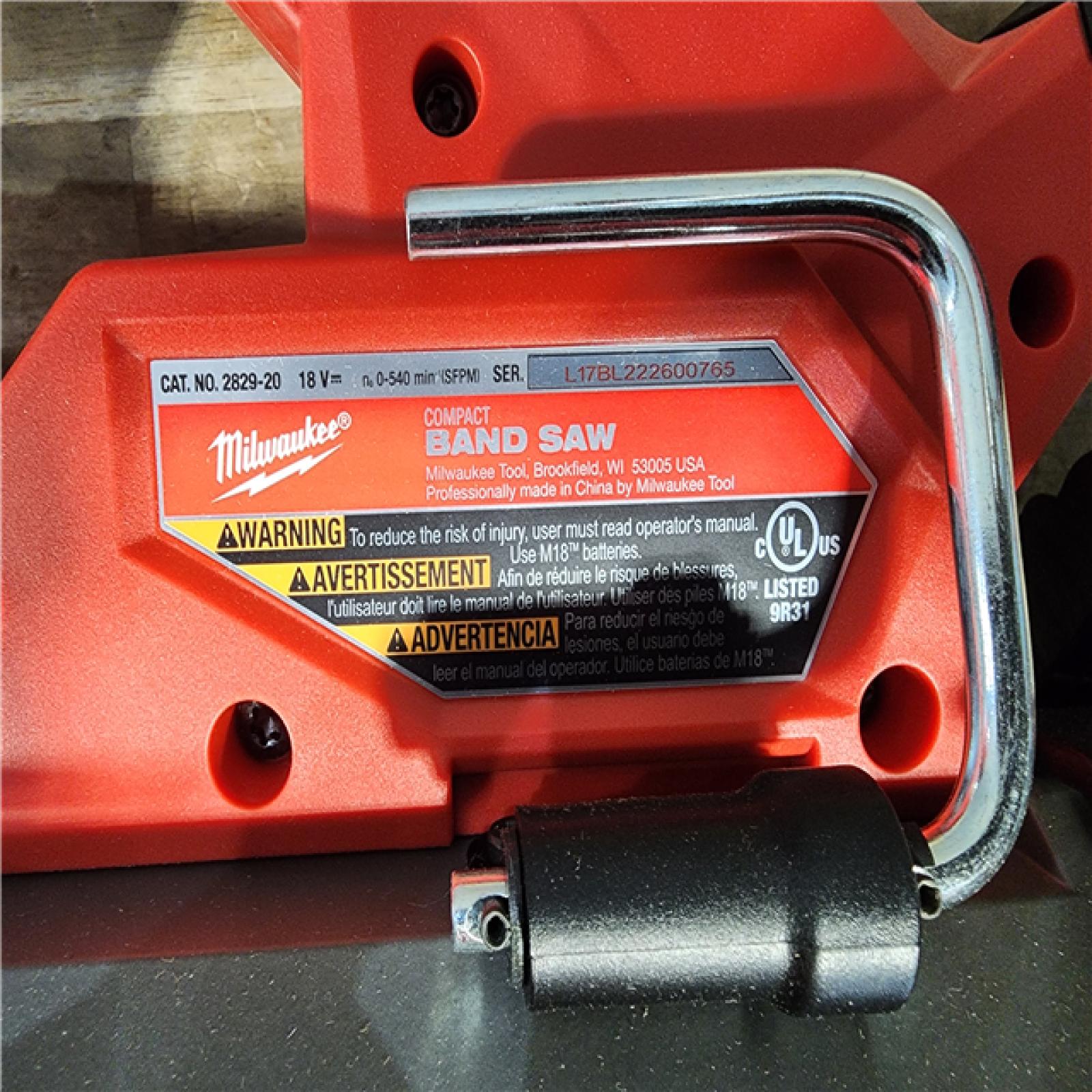 HOUSTON LOCATION - AS-IS Milwaukee M18 Fuel 3-1/4 18V Brushless Compact Band Saw 2829-20 (Bare Tool)