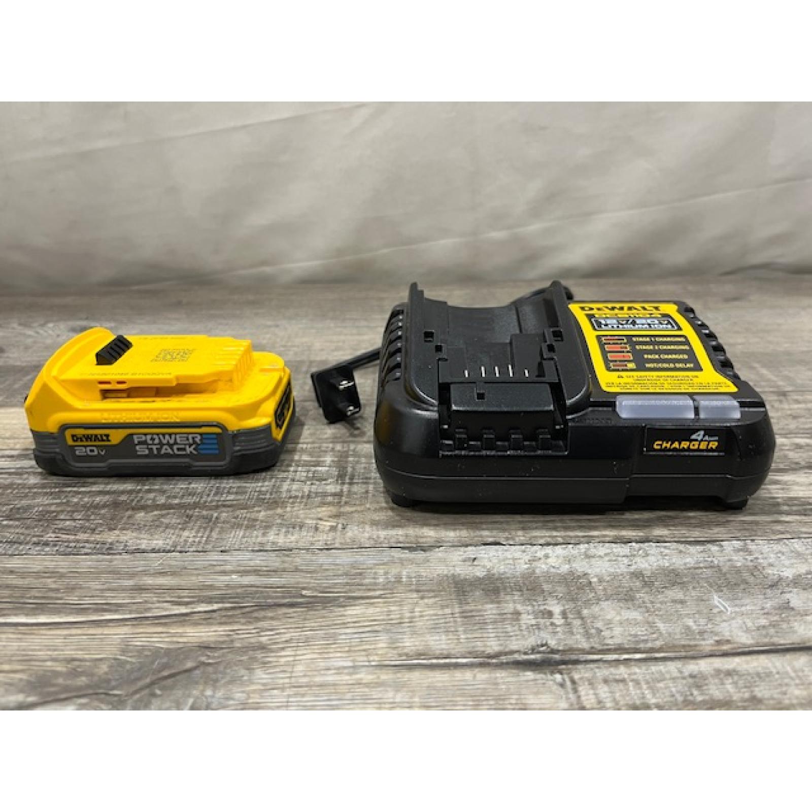 AS-IS DEWALT 20V MAX XR POWERSTACK Lithium-Ion Battery Starter Kit with 1.7Ah Battery and Charger