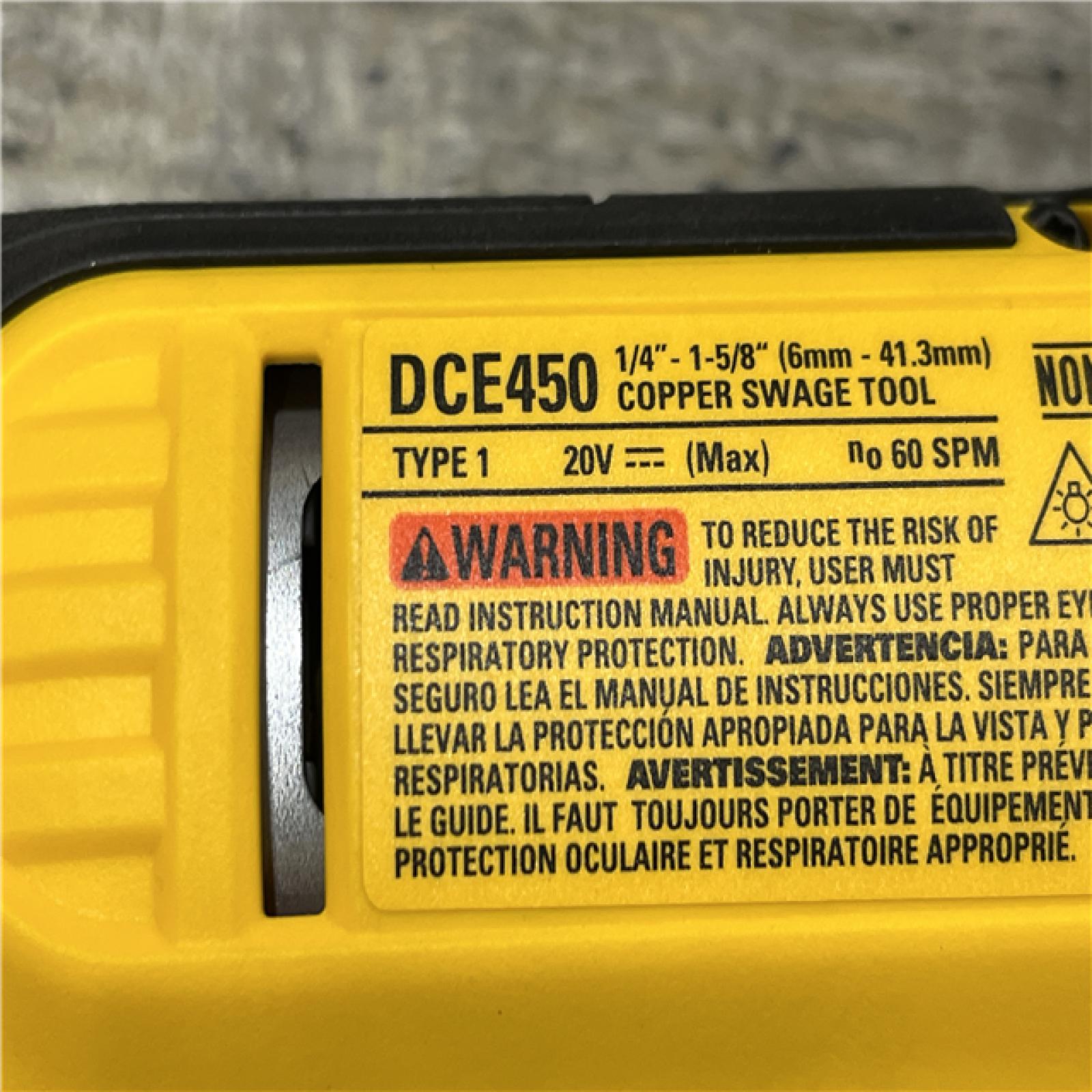 LIKE NEW - DEWALT 20V MAX Lithium-Ion Copper Swage Tool Kit