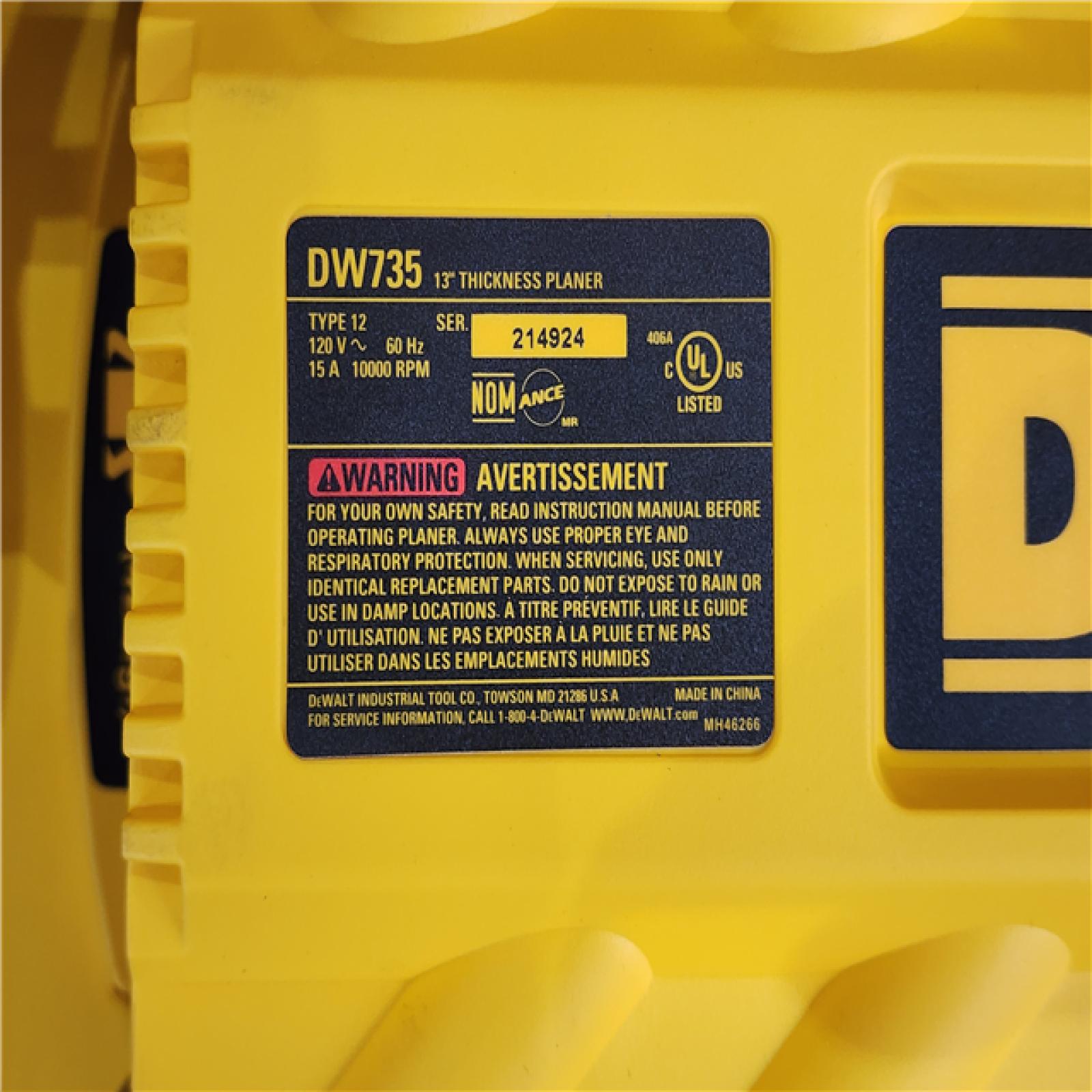 HOUSTON LOCATION - AS-IS DEWALT 13 2 Speed 3-Knife Thickness Planer