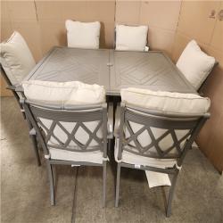 Phoenix LIKE NEW Hampton Bay Preston Pointe Dark Cement Gray 7-Piece Metal Outdoor Dining Set with CushionGuard Putty Cushions