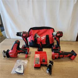 AS-IS- M18 18V Lithium-Ion Cordless Combo Kit (5-Tool) with (2) Batteries  Charger and Tool Bag