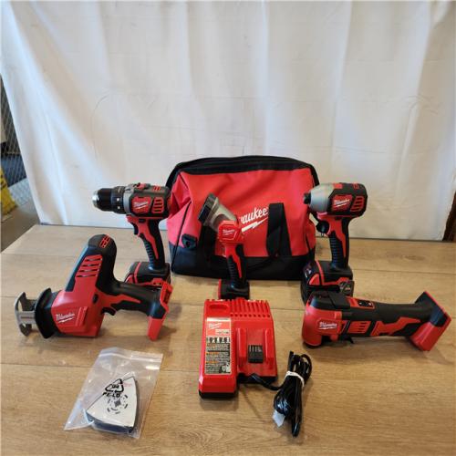 AS-IS- M18 18V Lithium-Ion Cordless Combo Kit (5-Tool) with (2) Batteries  Charger and Tool Bag