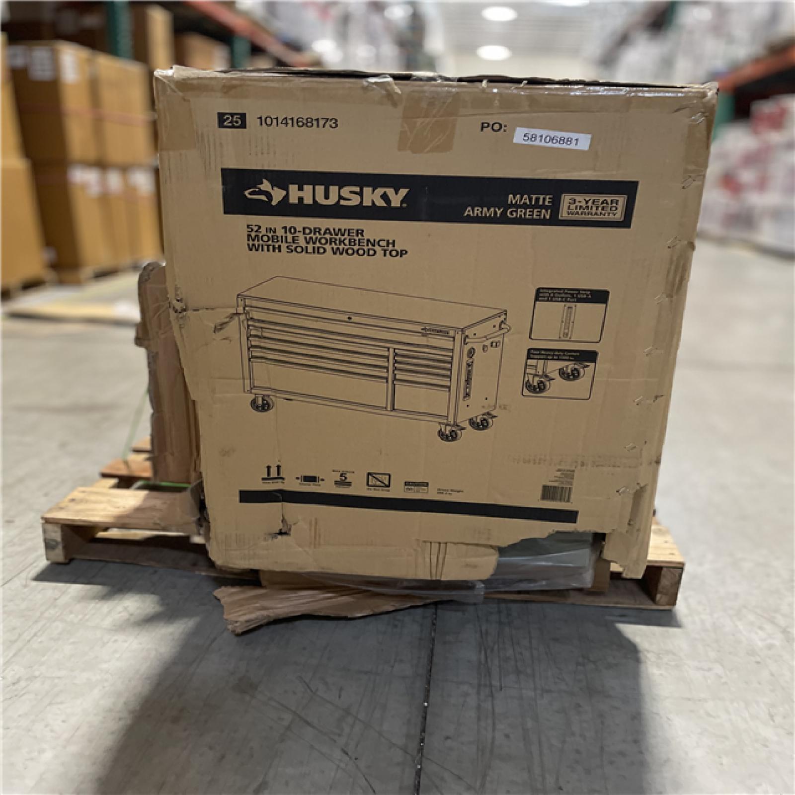 DALLAS LOCATION- AS-IS HUSKY Standard-Duty 52 in. W 10-Drawer Mobile Workbench Cabinet