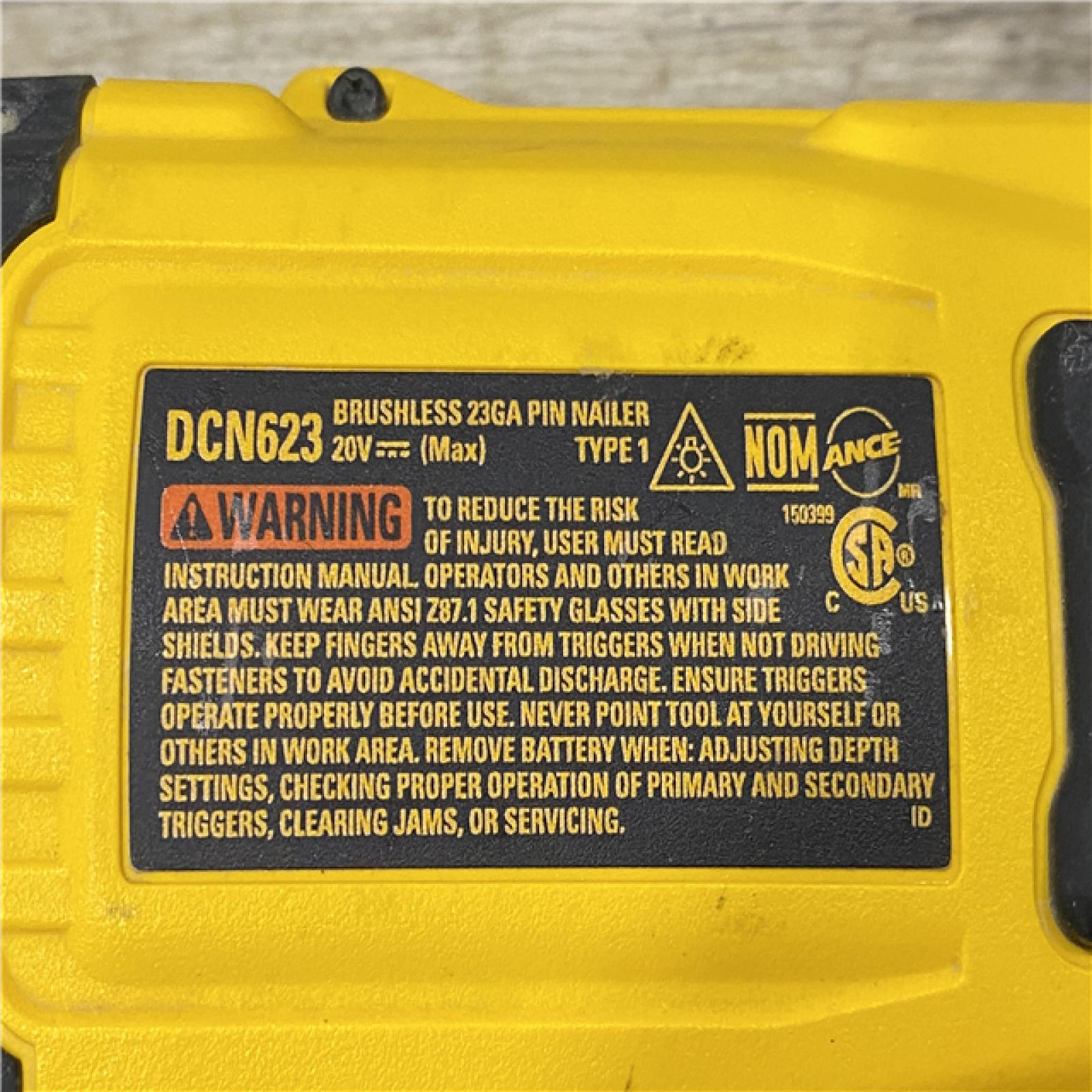 AS-IS DEWALT ATOMIC 20V MAX Lithium Ion Cordless 23 Gauge Pin Nailer Kit