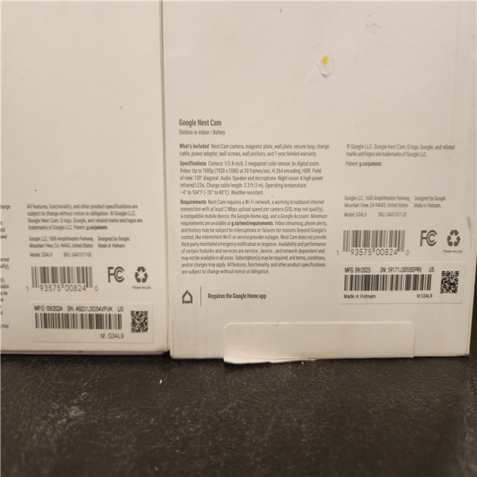 Phoenix AS-IS Google Nest Indoor/Outdoor Wireless Smart Security Camera (Battery) 2-Pack