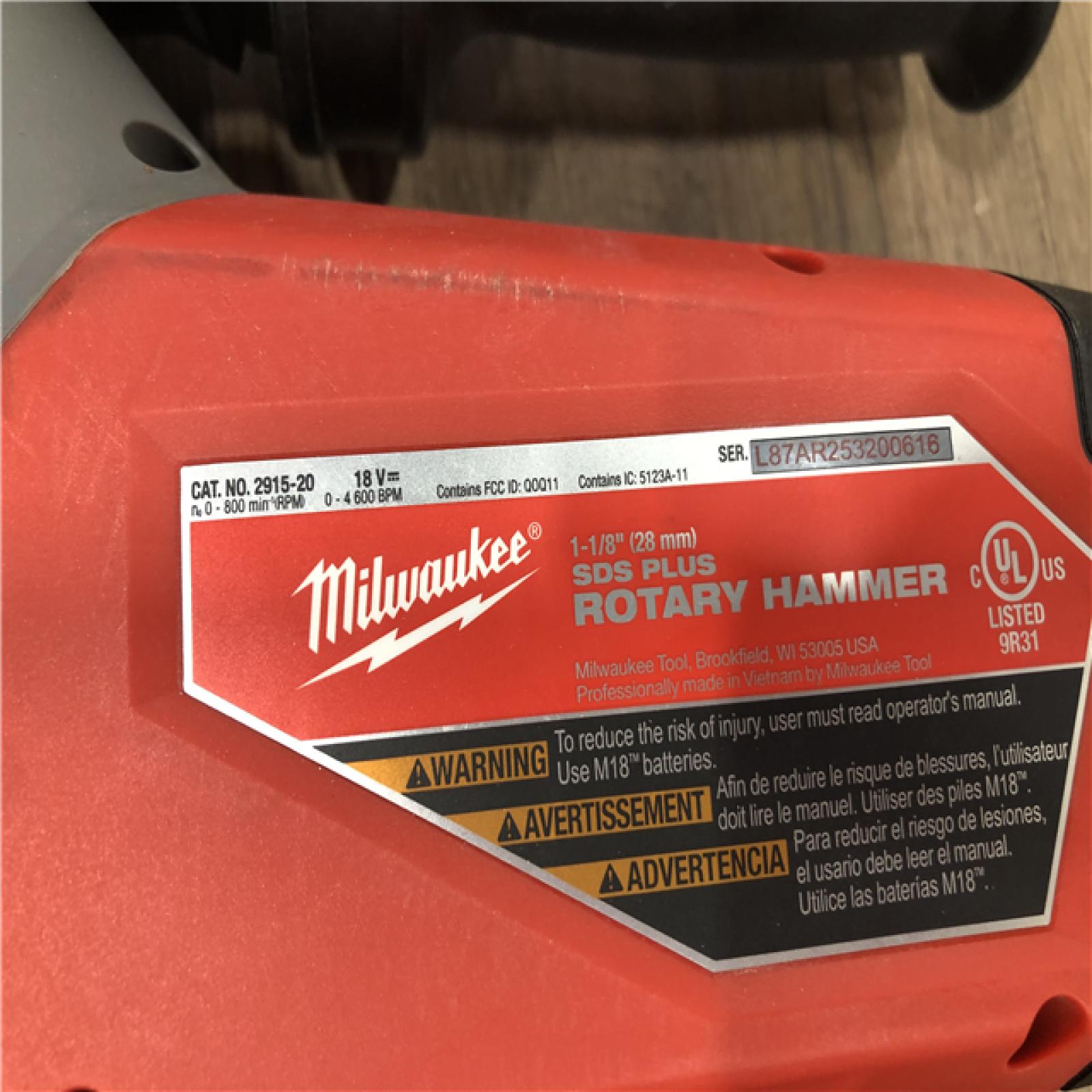 AS-IS Milwaukee FUEL 18V Lithium-Ion Brushless Cordless SDS-Plus 1-1/8 in. Rotary Hammer Drill (Tool-Only)