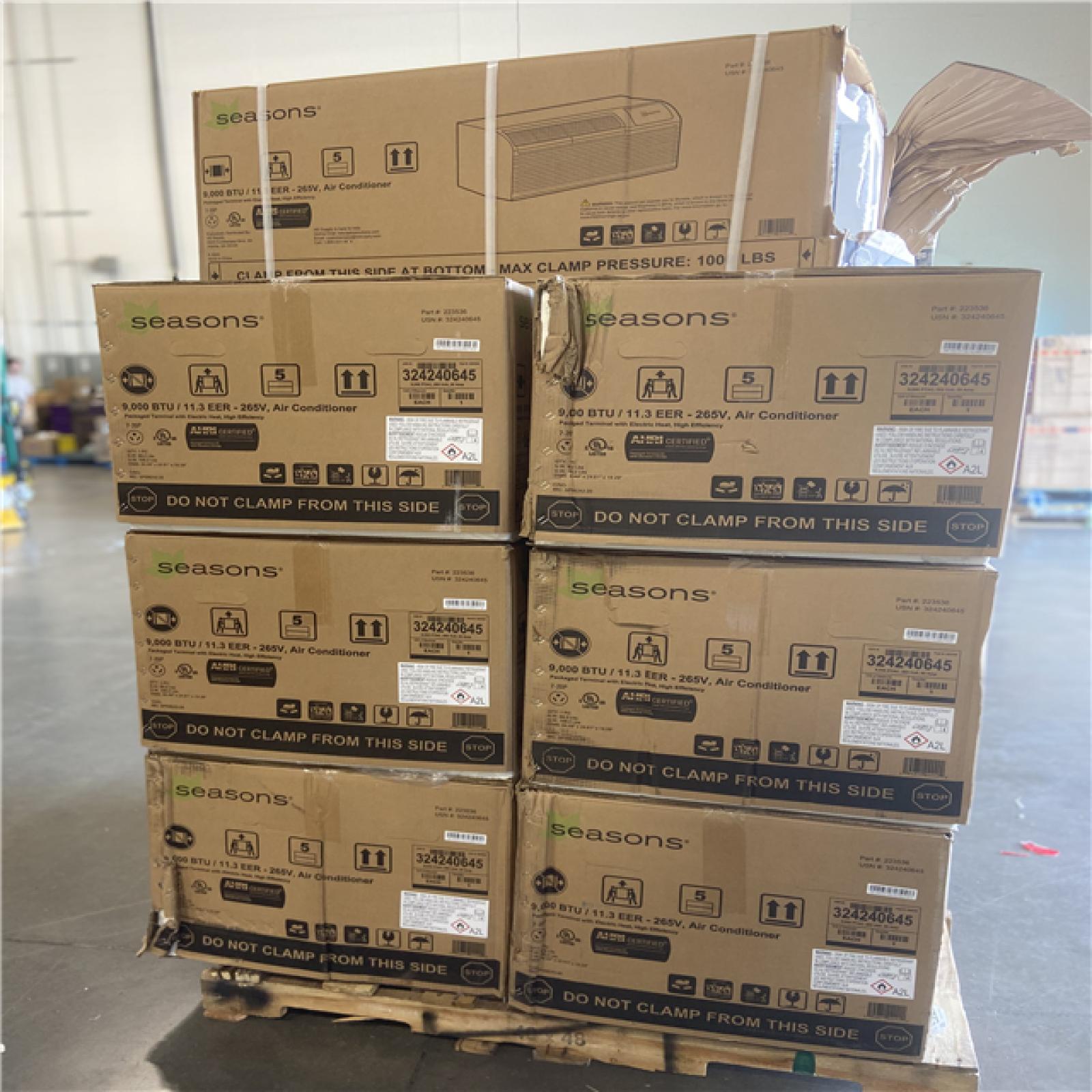 DALLAS LOCATION - Seasons 9,000 BTU 265 V, 20 amp Electric Heat/Cool PTAC (7 UNITS)