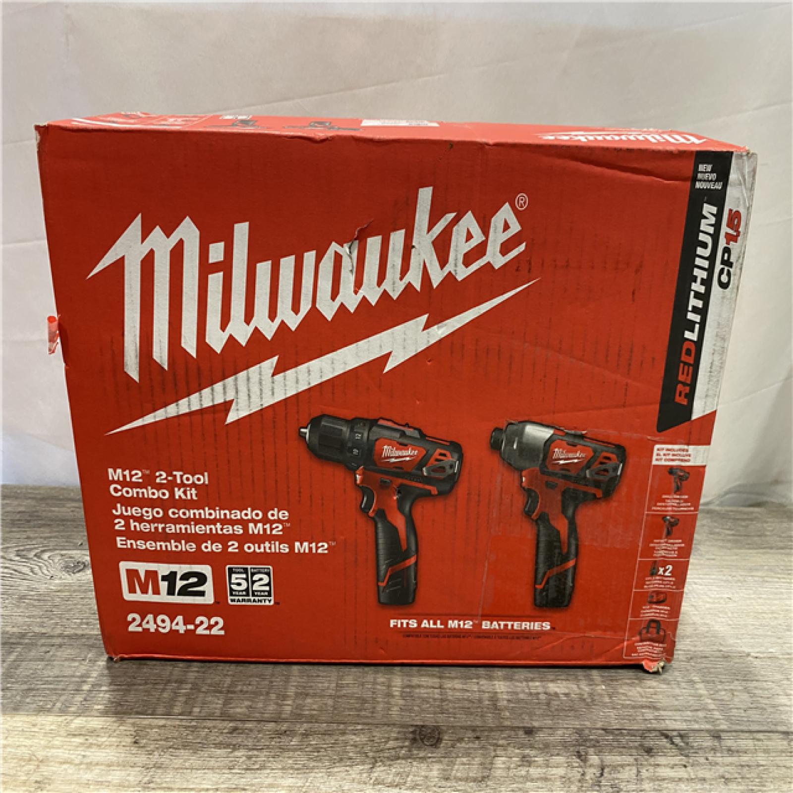 NEW - Milwaukee 12V Lithium-Ion Cordless Drill Driver/Impact Driver Combo Kit