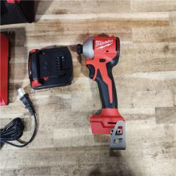 HOUSTON LOCATION - AS - IS Milwaukee 18-Volt Lithium-Ion Compact Brushless Cordless 1/4 in. Impact Driver Kit