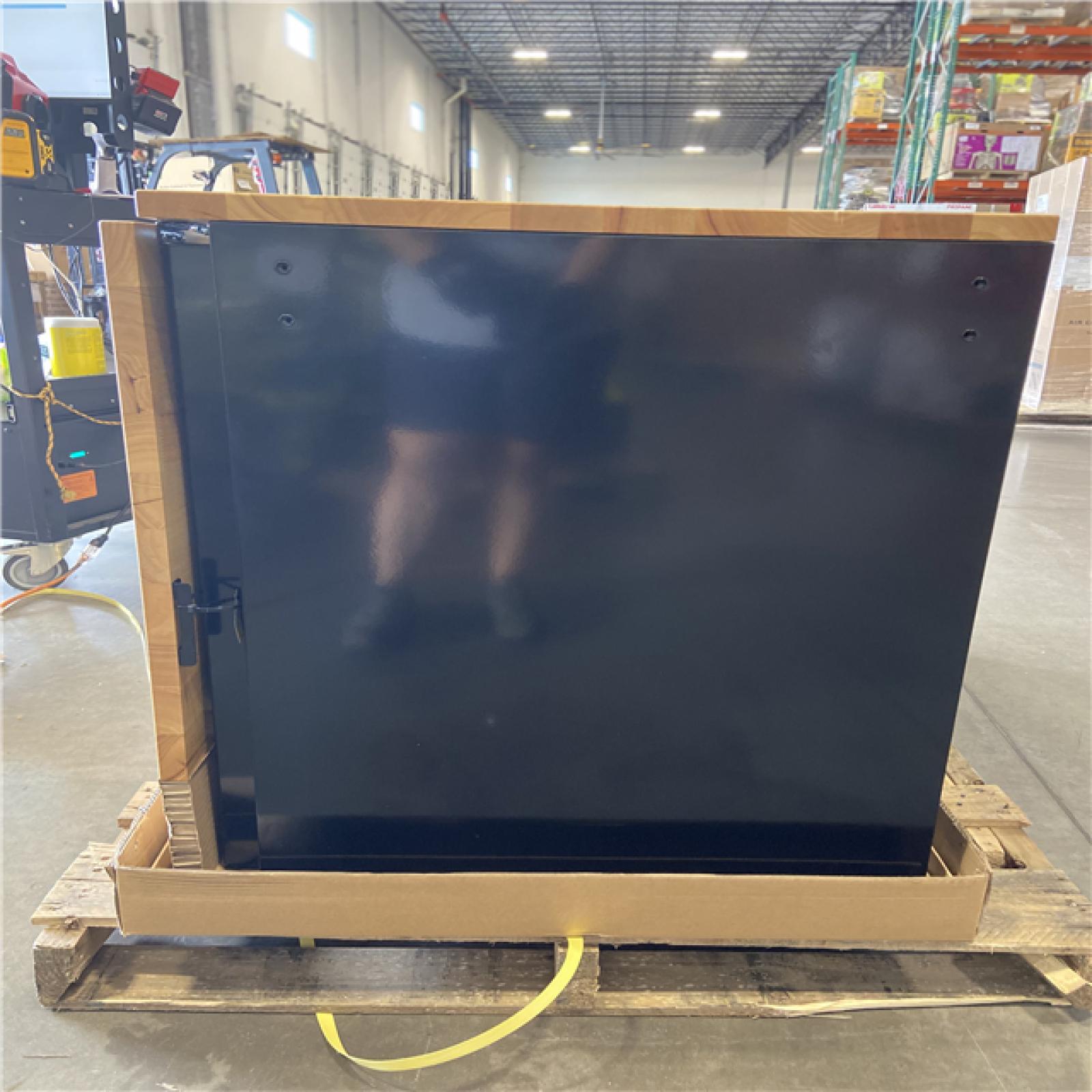 DALLAS LOCATION - Husky Tool Storage 46 in. W x 51 in. D Standard Duty Black Mobile Workbench Cabinet with Solid Top Full Length Extension Table